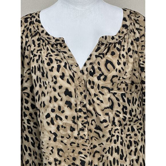 Loft Womens Animal Print Blouse V-Neck Size XL Blouse Tunic Top - Picture 2 of 11